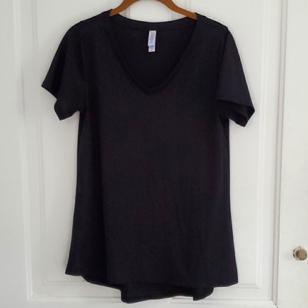 LuLaRoe Black Vneck High Low Tee